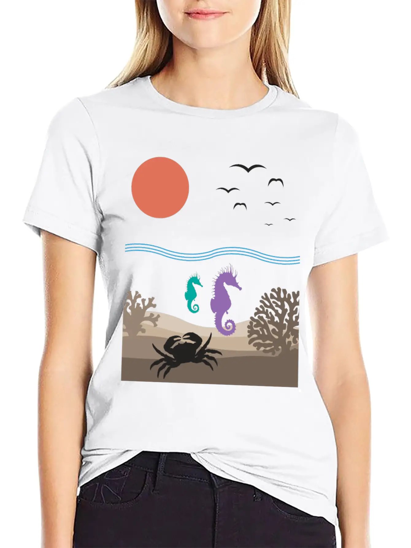Sea Underwater Landscape Animals Nature Gift Relaxed Everyday Tee – Lightweight And Durable Cotton