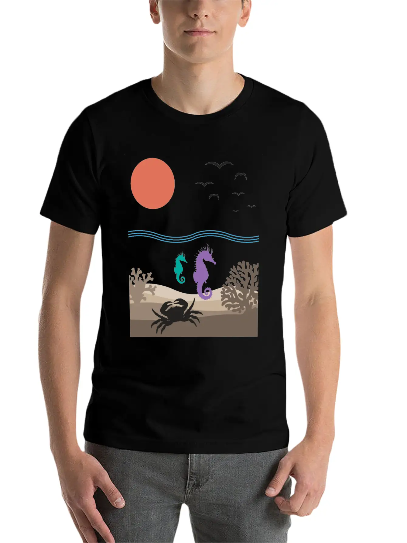 Sea Underwater Landscape Animals Nature Gift Relaxed Everyday Tee – Lightweight And Durable Cotton