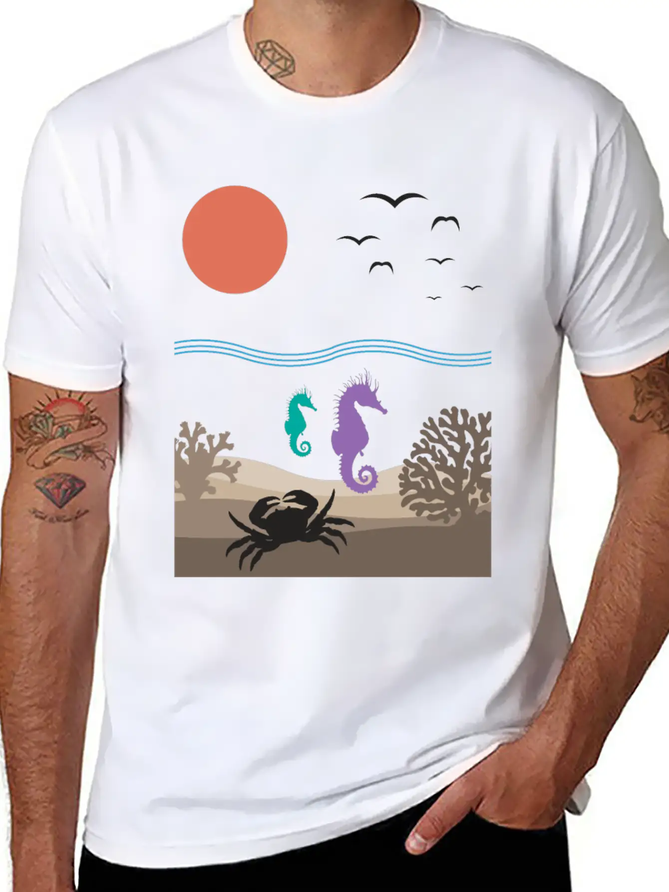 Sea Underwater Landscape Animals Nature Gift Relaxed Everyday Tee – Lightweight And Durable Cotton