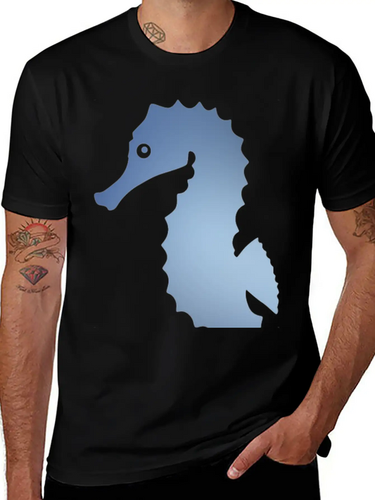 Seahorse In Sea Blue Gradient Color Lightweight Cotton T-Shirt – Daily Comfort Graphic Shirt