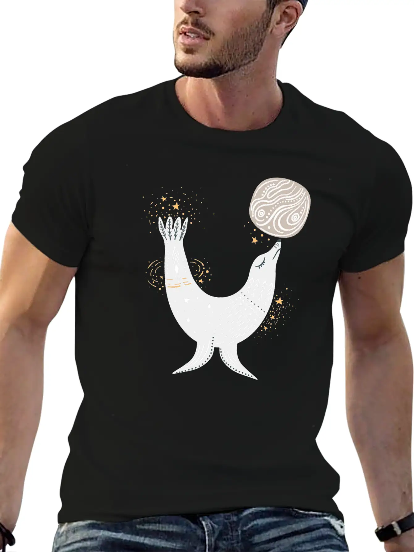 Seal Doodle Drawing Basic Graphic T-Shirt – Daily Comfort In Soft Cotton