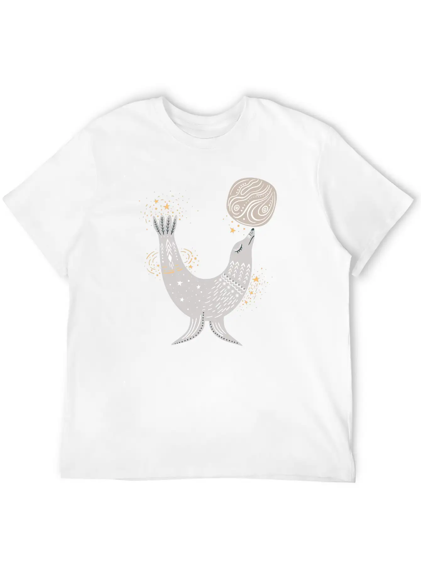 Seal Doodle Drawing Basic Graphic T-Shirt – Daily Comfort In Soft Cotton