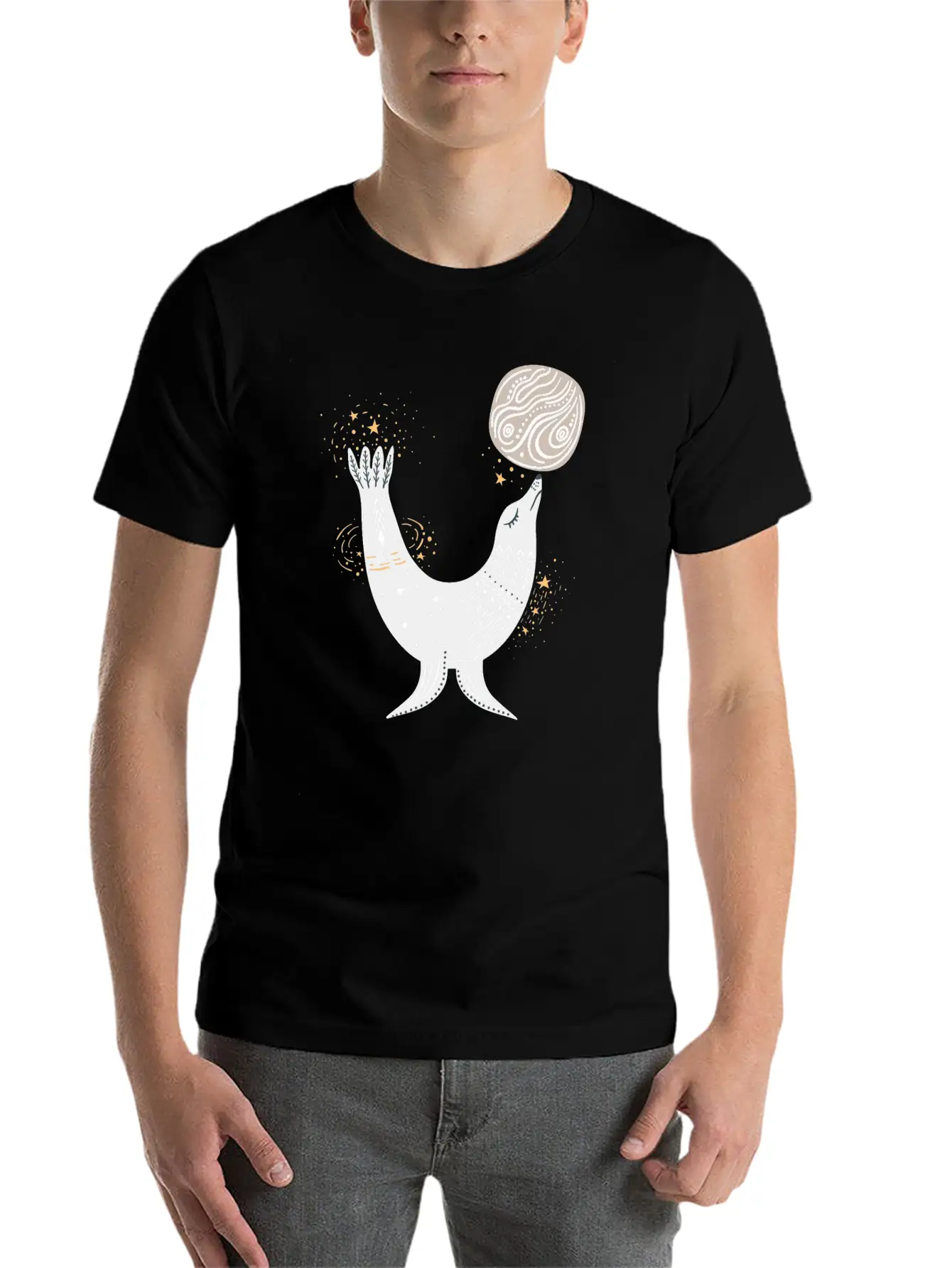 Seal Doodle Drawing Basic Graphic T-Shirt – Daily Comfort In Soft Cotton