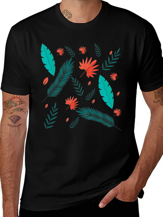 Seamless Leaf Pattened Design For Nature Modern Fit Casual T-Shirt ��� Clean And Versatile Design