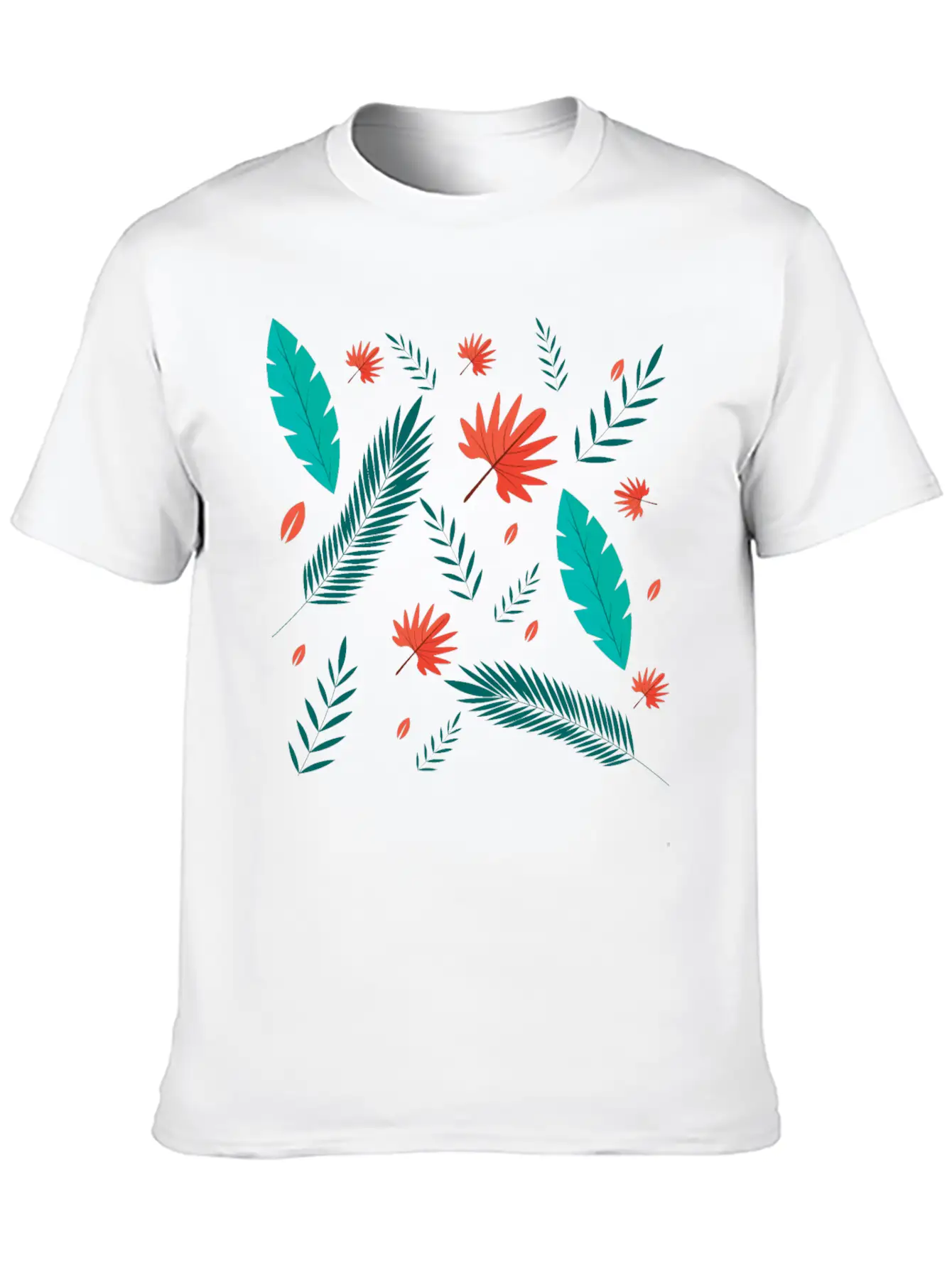 Seamless Leaf Pattened Design For Nature Modern Fit Casual T-Shirt ��� Clean And Versatile Design