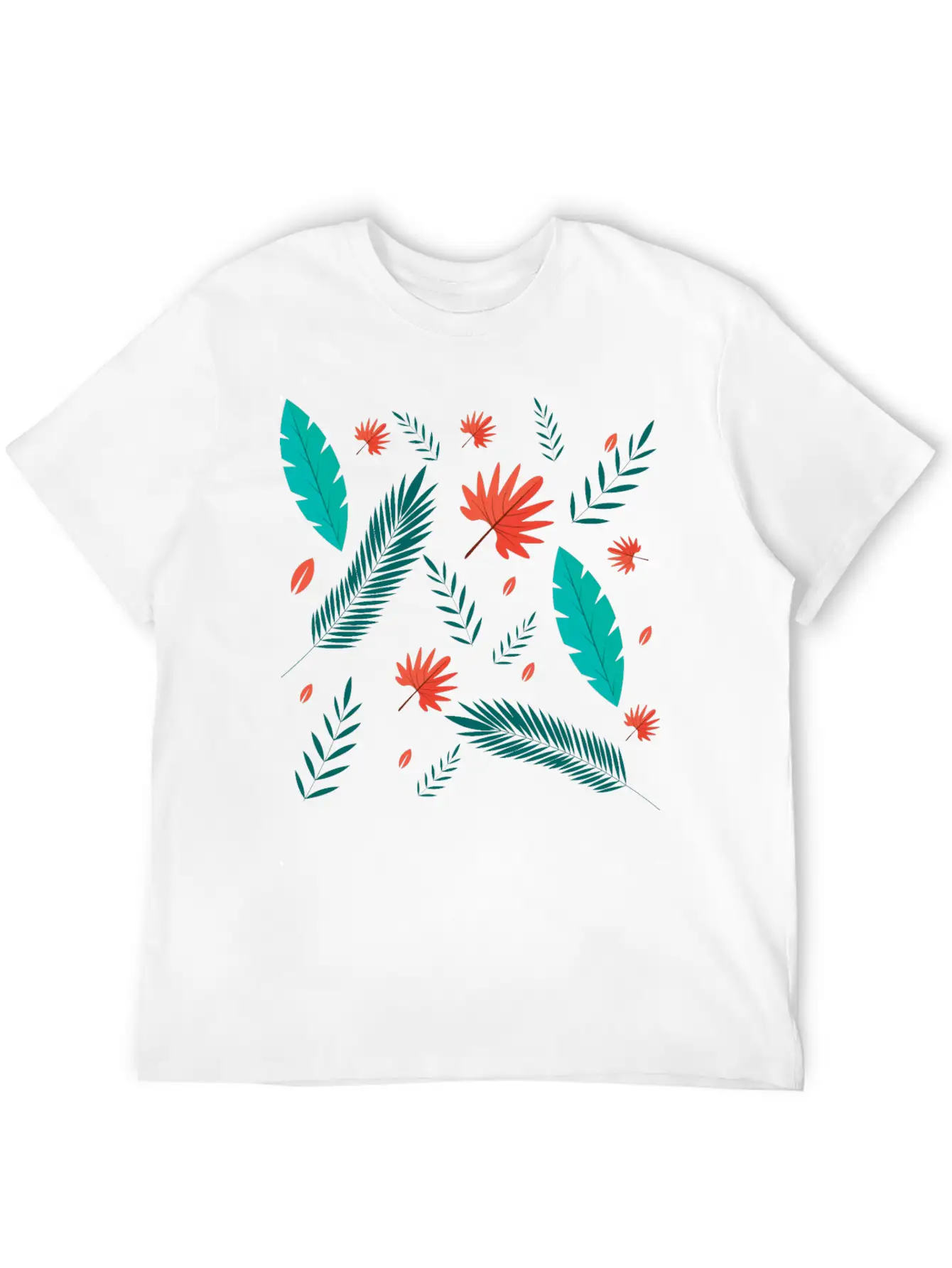 Seamless Leaf Pattened Design For Nature Modern Fit Casual T-Shirt ��� Clean And Versatile Design