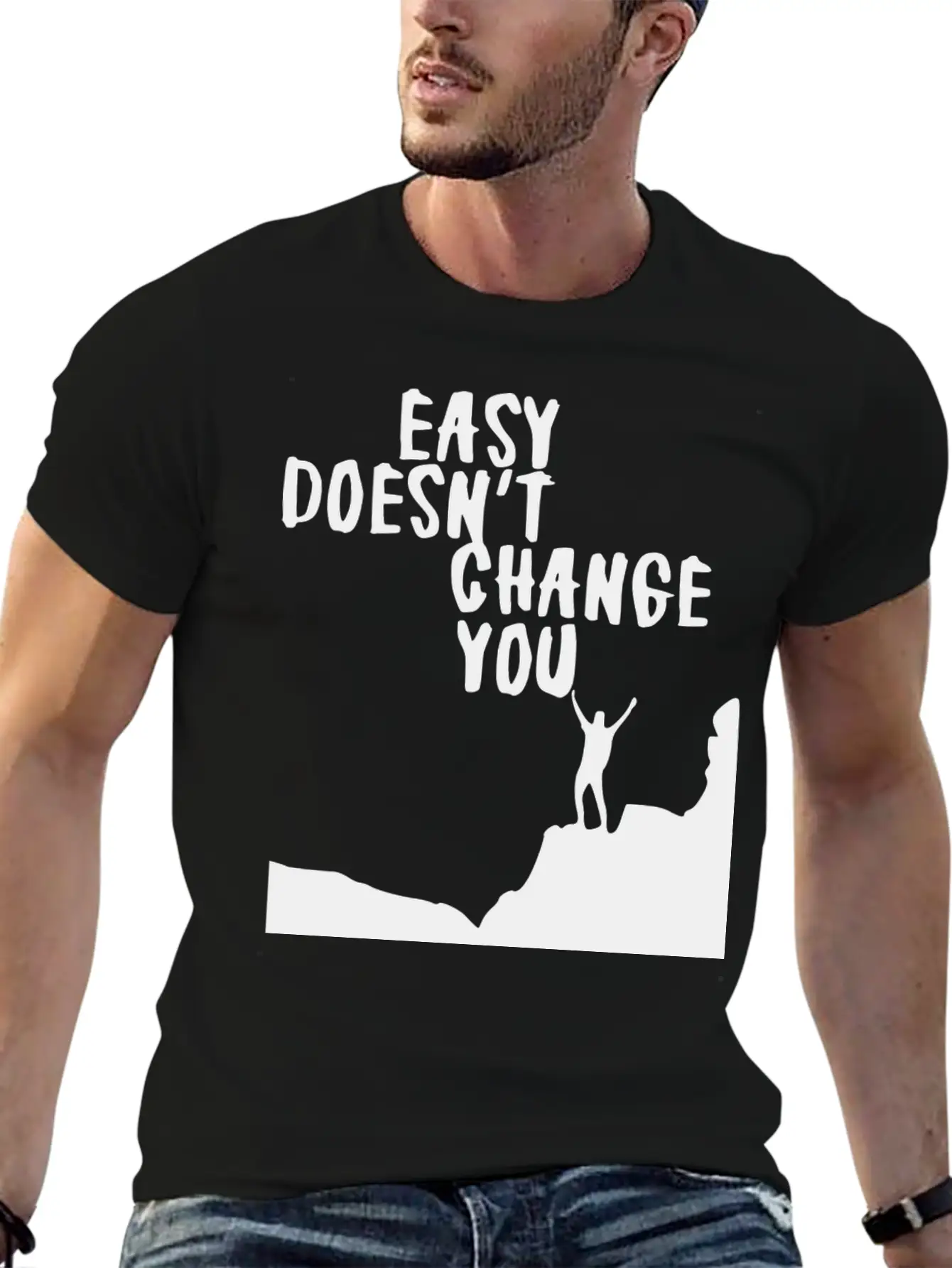 Self Mastery Black Lightweight Cotton T-Shirt – Daily Comfort Graphic Shirt