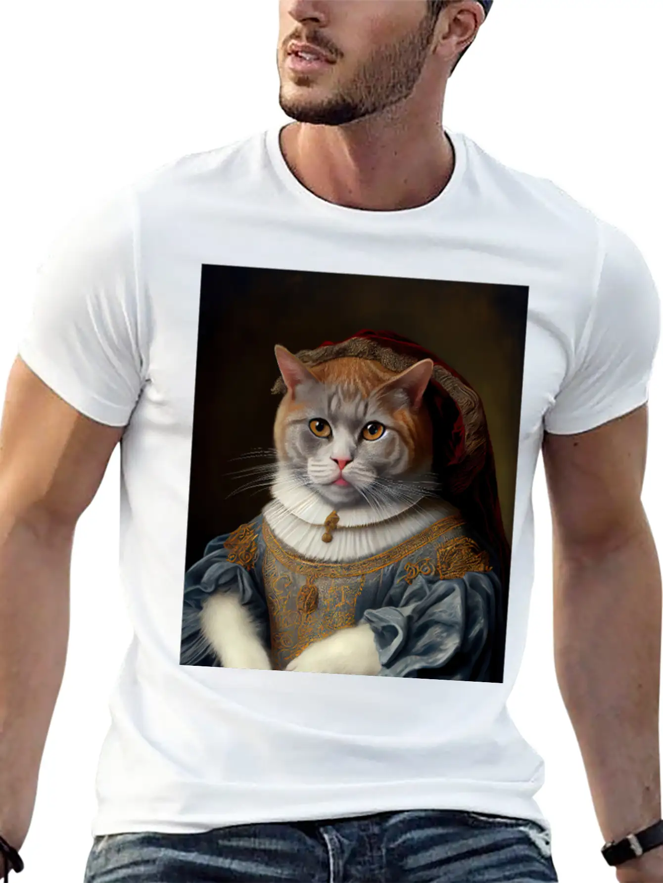 Selkirk Rex Queen Cat Breed Portrait Royal Renaiss Unisex Casual T-Shirt – Clean Design For Daily Comfort