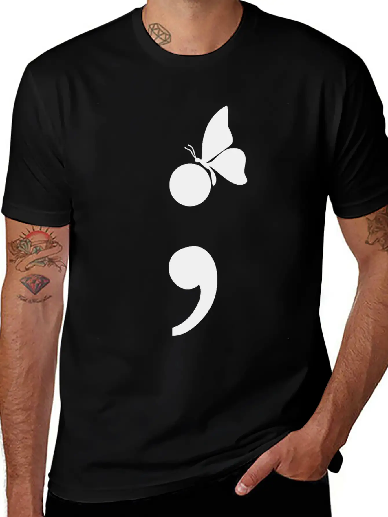 Semicolon Butterfly Depression Awareness Unisex Casual T-Shirt – Clean Design For Daily Comfort
