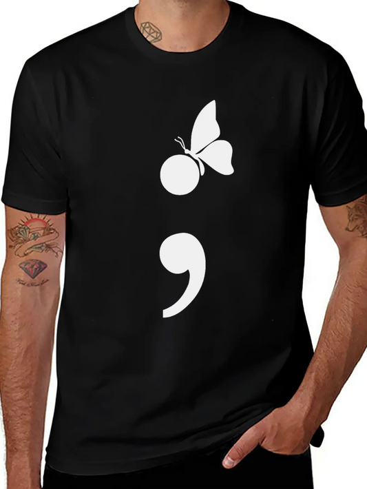 Semicolon Butterfly Depression Awareness Unisex Casual T-Shirt – Clean Design For Daily Comfort