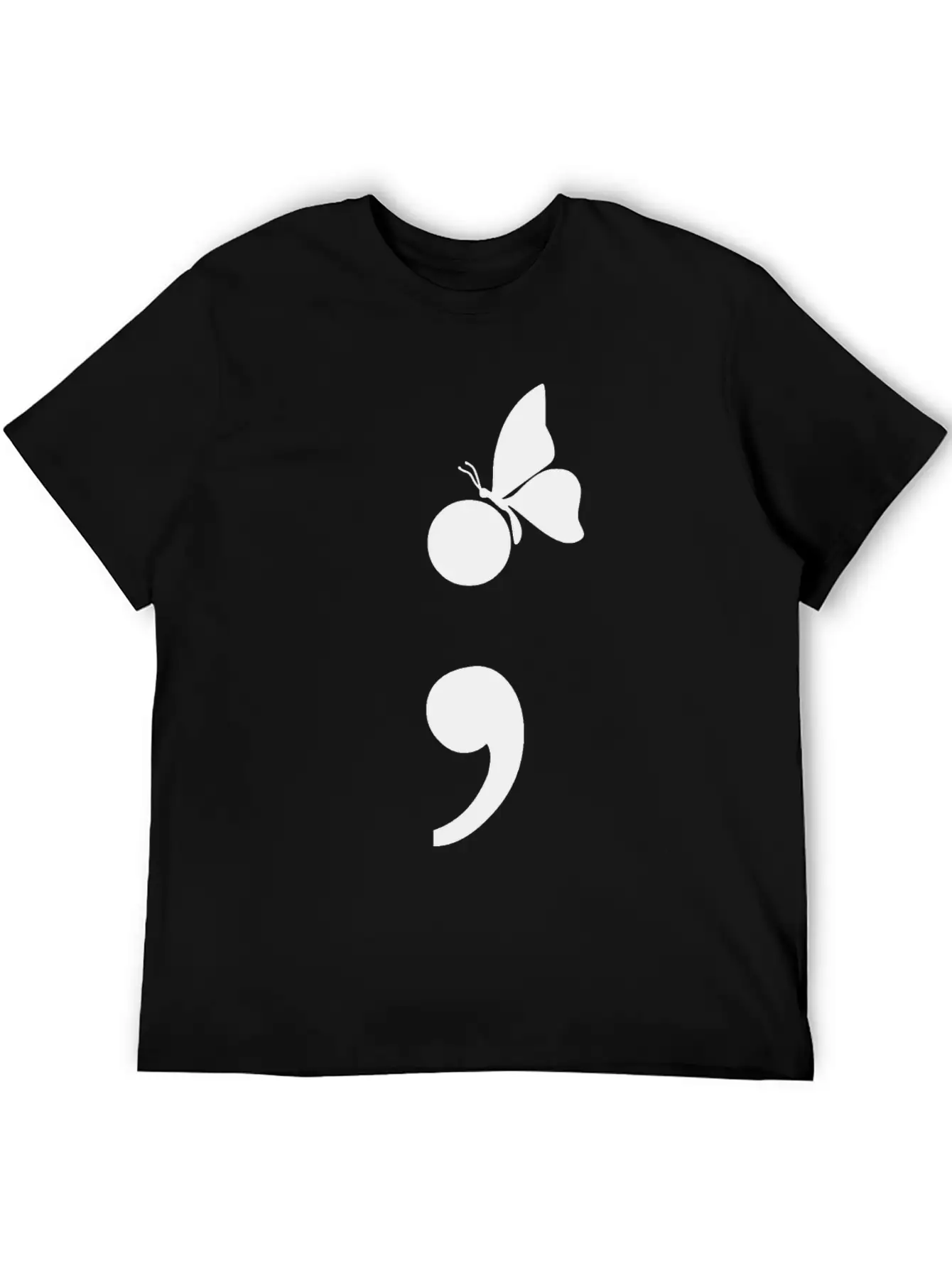Semicolon Butterfly Depression Awareness Unisex Casual T-Shirt – Clean Design For Daily Comfort
