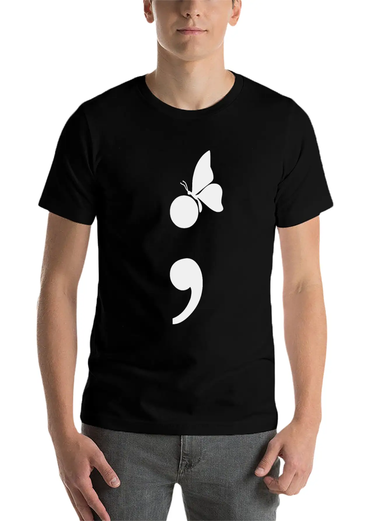 Semicolon Butterfly Depression Awareness Unisex Casual T-Shirt – Clean Design For Daily Comfort