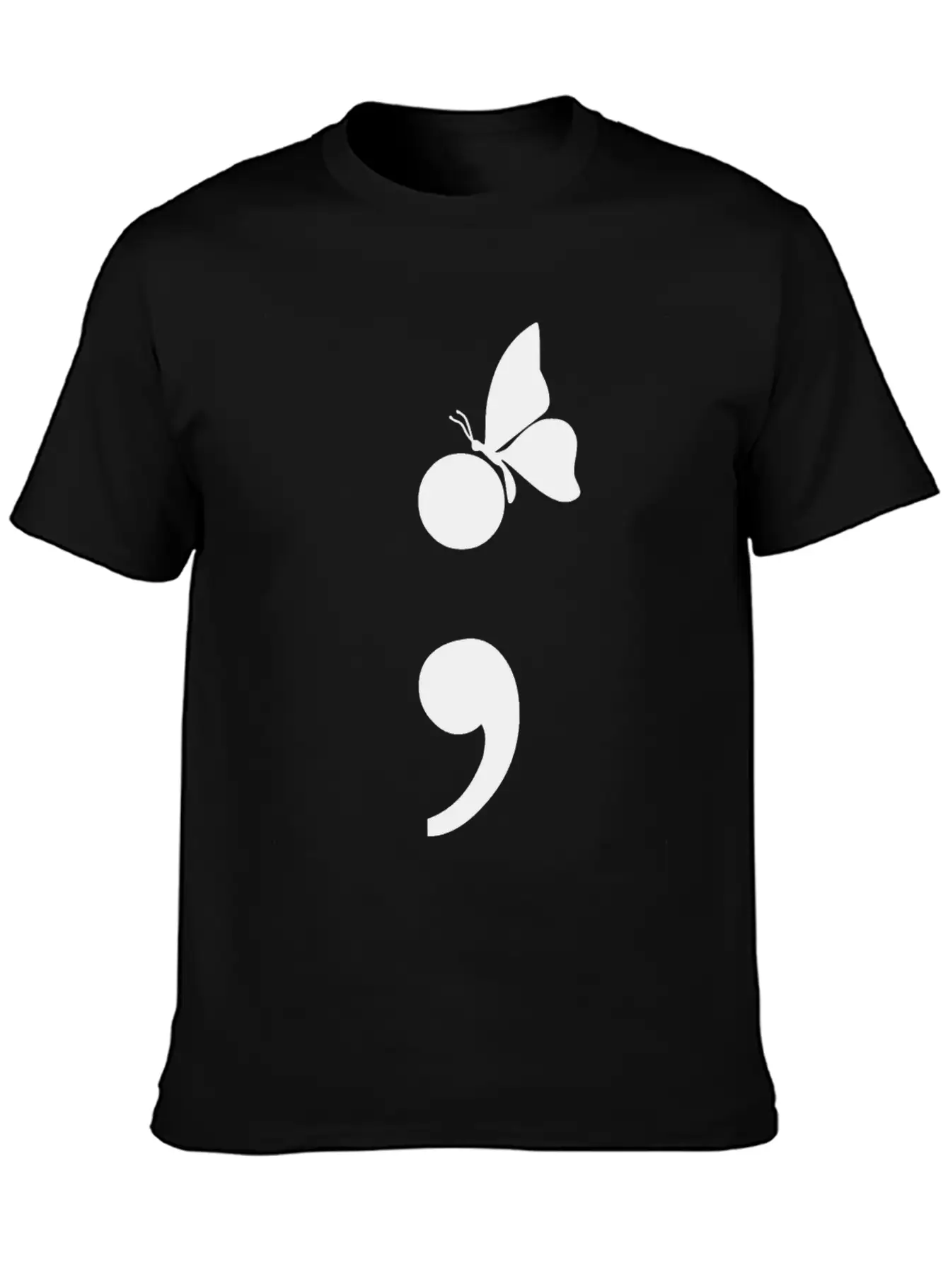 Semicolon Butterfly Depression Awareness Unisex Casual T-Shirt – Clean Design For Daily Comfort