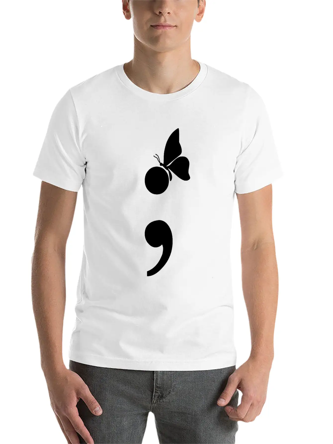 Semicolon Butterfly Depression Awareness Unisex Casual T-Shirt – Clean Design For Daily Comfort