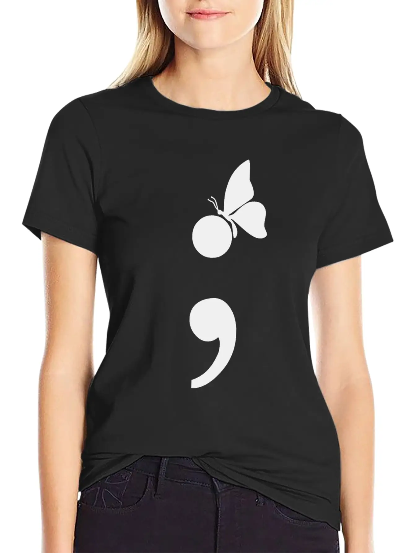 Semicolon Butterfly Depression Awareness Unisex Casual T-Shirt – Clean Design For Daily Comfort