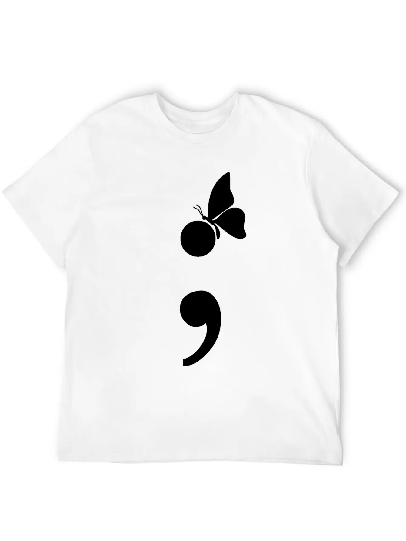 Semicolon Butterfly Depression Awareness Unisex Casual T-Shirt – Clean Design For Daily Comfort