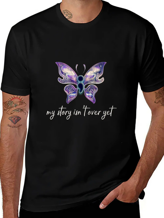 Semicolon Project Butterfly Depression Awareness M Basic Graphic T-Shirt – Daily Comfort In Soft Cotton