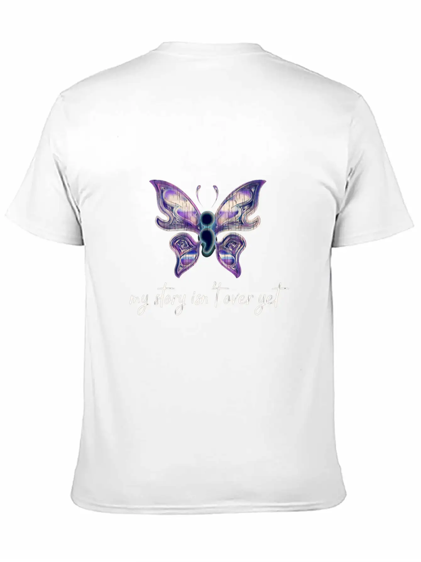 Semicolon Project Butterfly Depression Awareness M Basic Graphic T-Shirt – Daily Comfort In Soft Cotton