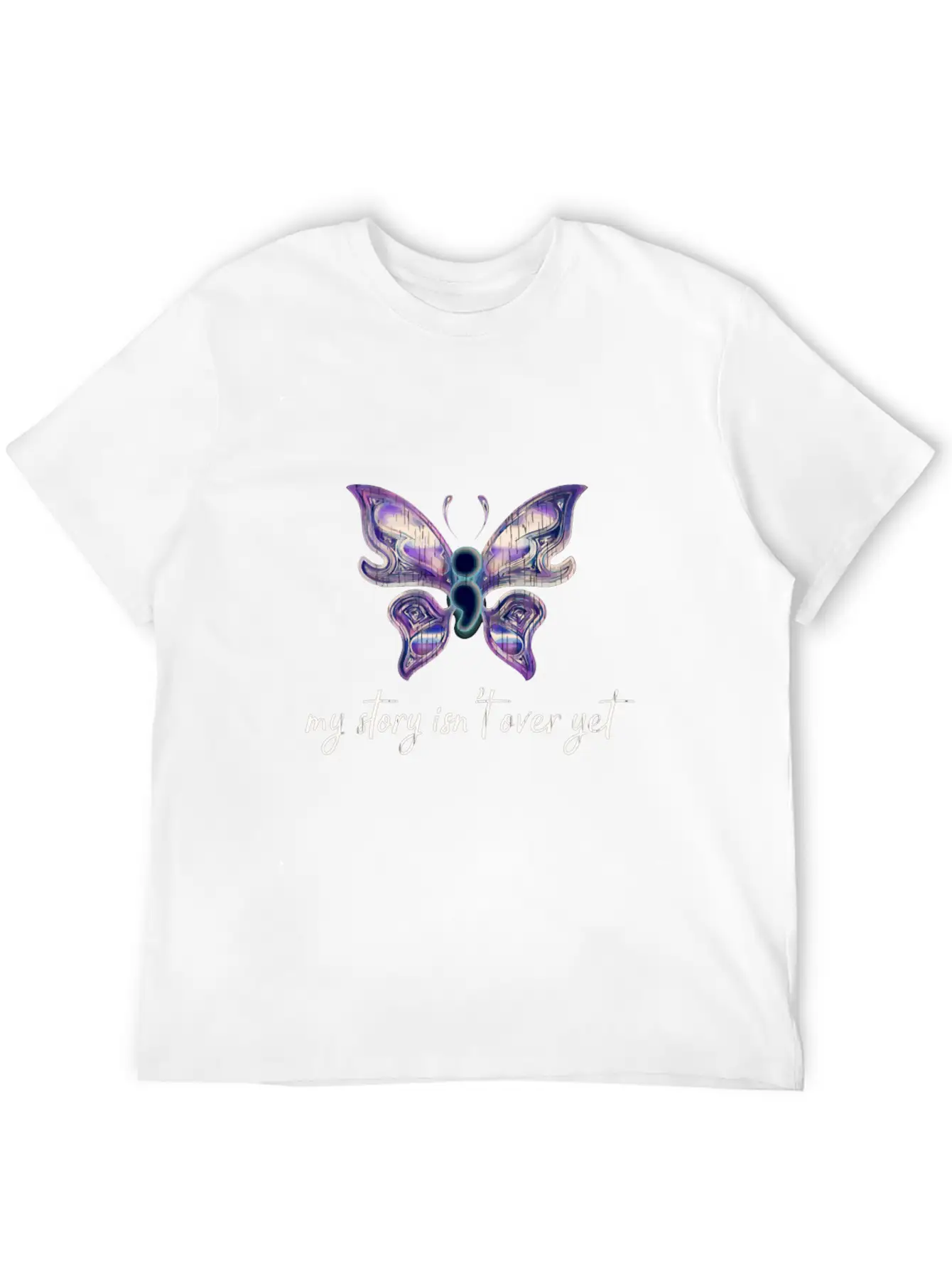 Semicolon Project Butterfly Depression Awareness M Basic Graphic T-Shirt – Daily Comfort In Soft Cotton