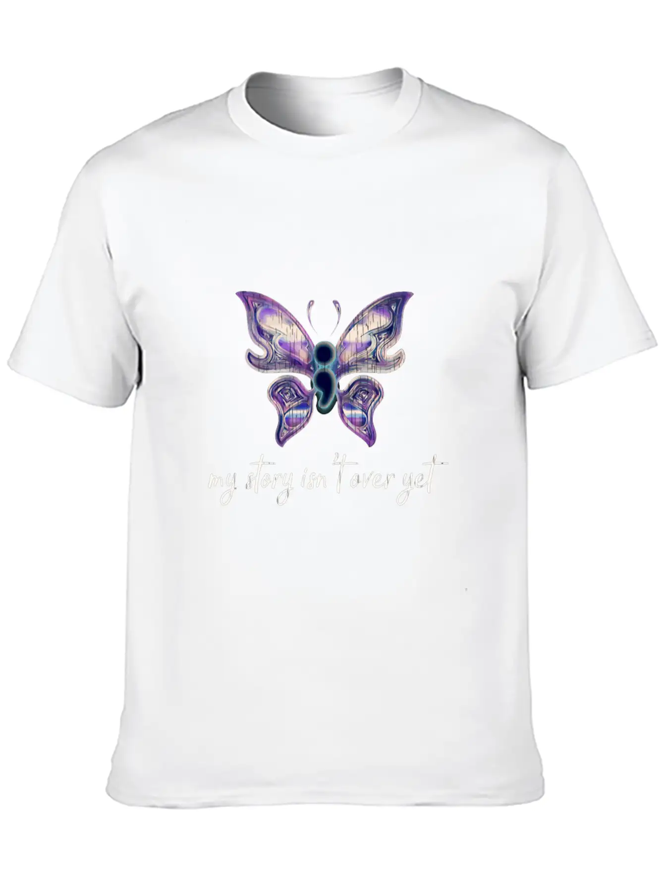 Semicolon Project Butterfly Depression Awareness M Basic Graphic T-Shirt – Daily Comfort In Soft Cotton