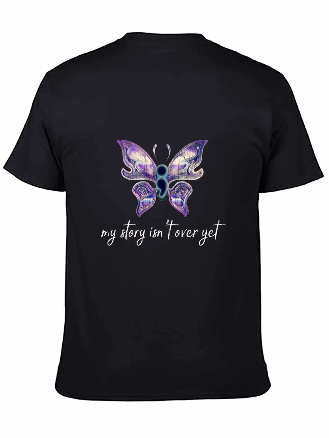 Semicolon Project Butterfly Depression Awareness M Basic Graphic T-Shirt – Daily Comfort In Soft Cotton