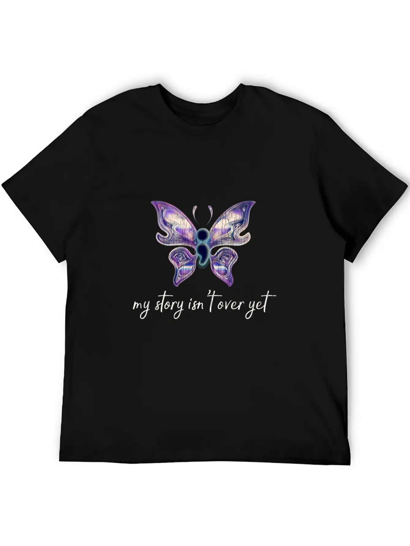 Semicolon Project Butterfly Depression Awareness M Basic Graphic T-Shirt – Daily Comfort In Soft Cotton