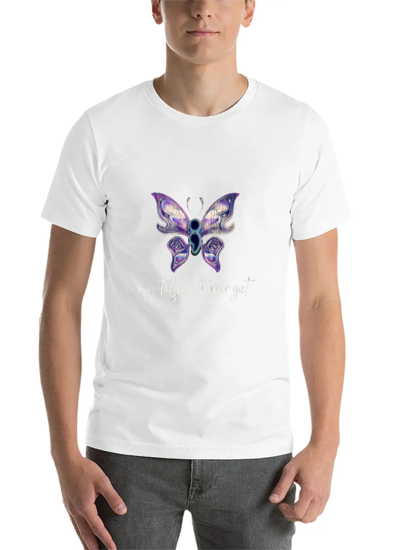 Semicolon Project Butterfly Depression Awareness M Basic Graphic T-Shirt – Daily Comfort In Soft Cotton