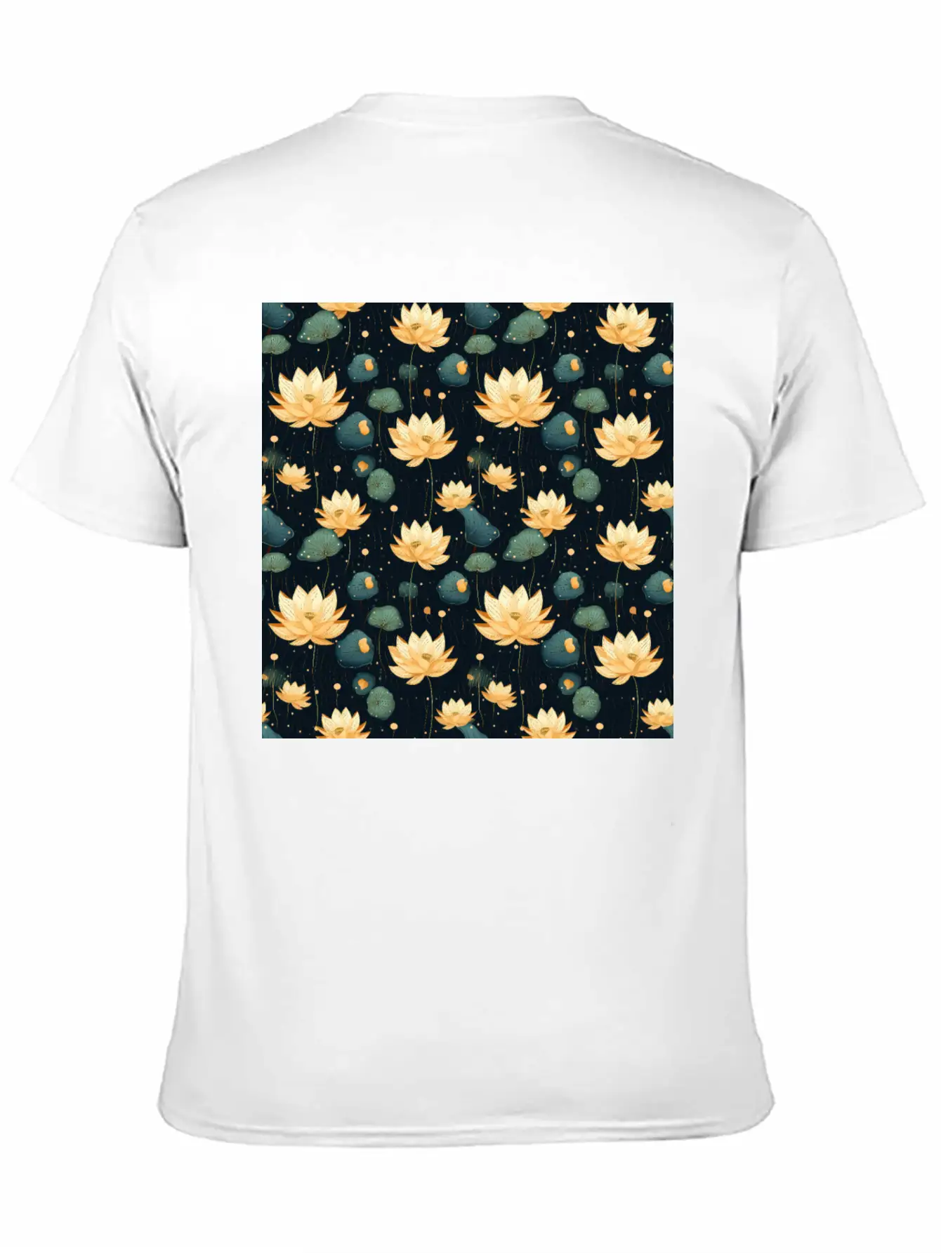 Serenity Blooms: Timeless Lotus Flower Pattern Basic Graphic T-Shirt – Daily Comfort In Soft Cotton