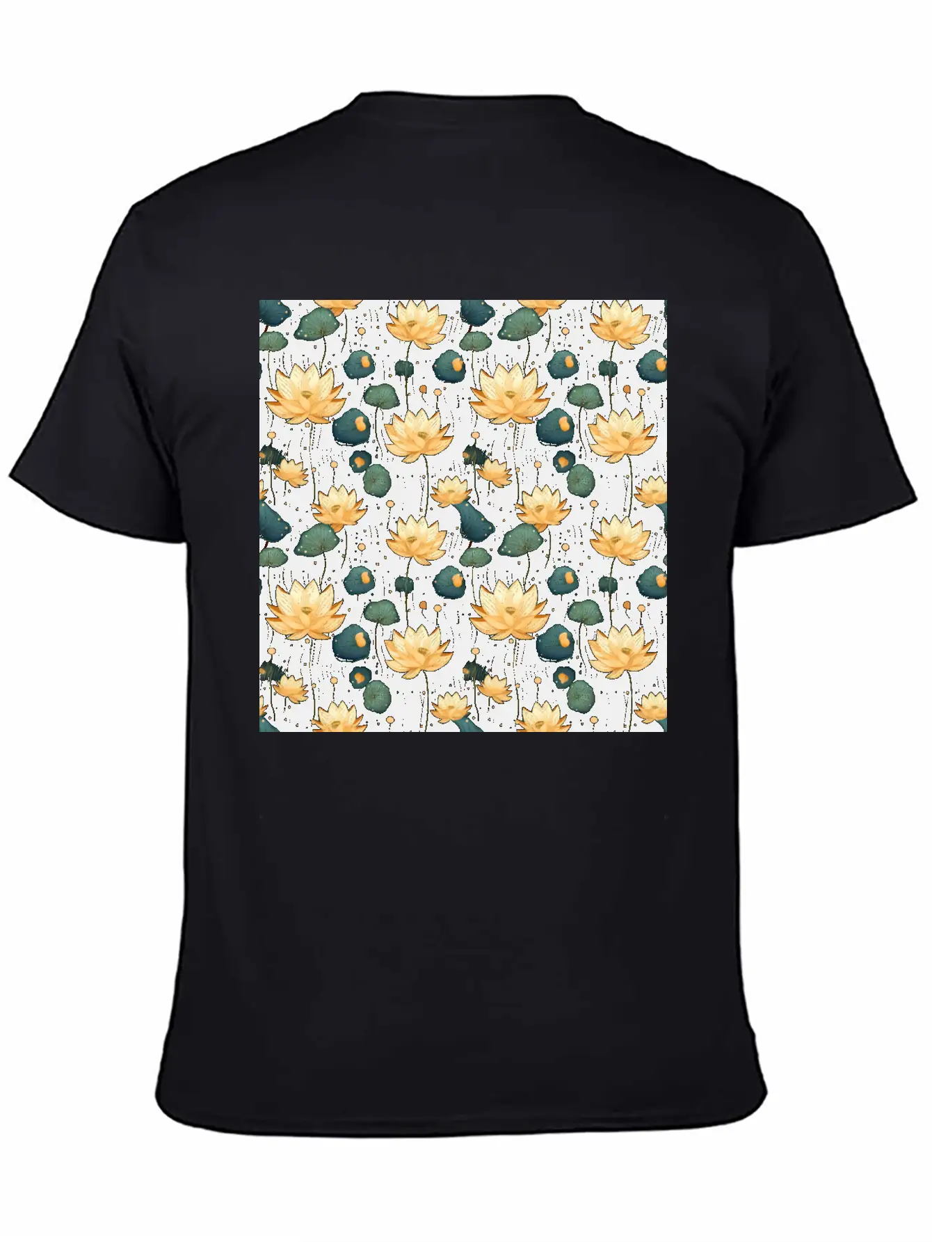 Serenity Blooms: Timeless Lotus Flower Pattern Basic Graphic T-Shirt – Daily Comfort In Soft Cotton