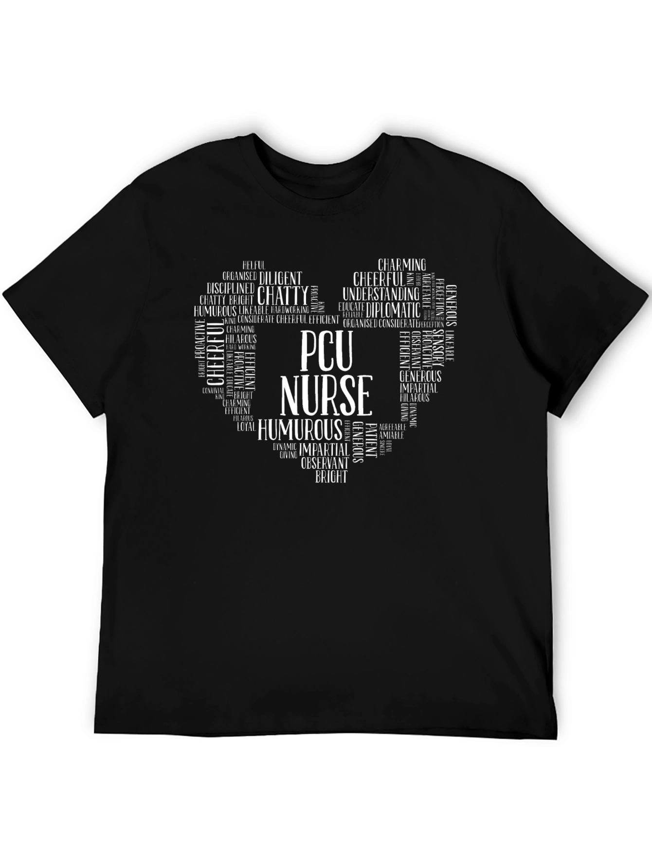 PCU Nurse Heart Word Art T-Shirt - Black