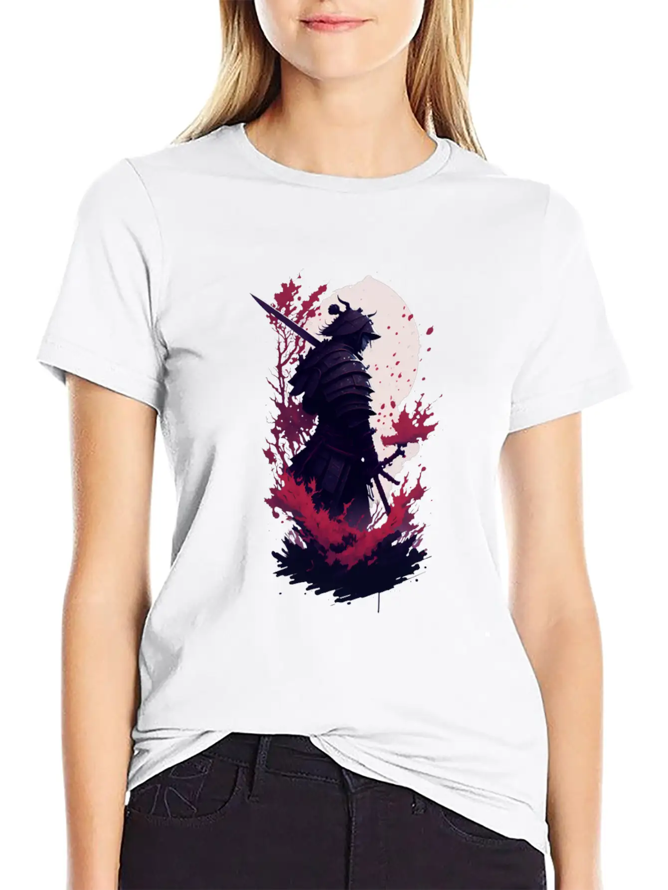 Shadow Samurai: Colorful Chaos Unleashed Lightweight Cotton T-Shirt – Daily Comfort Graphic Shirt