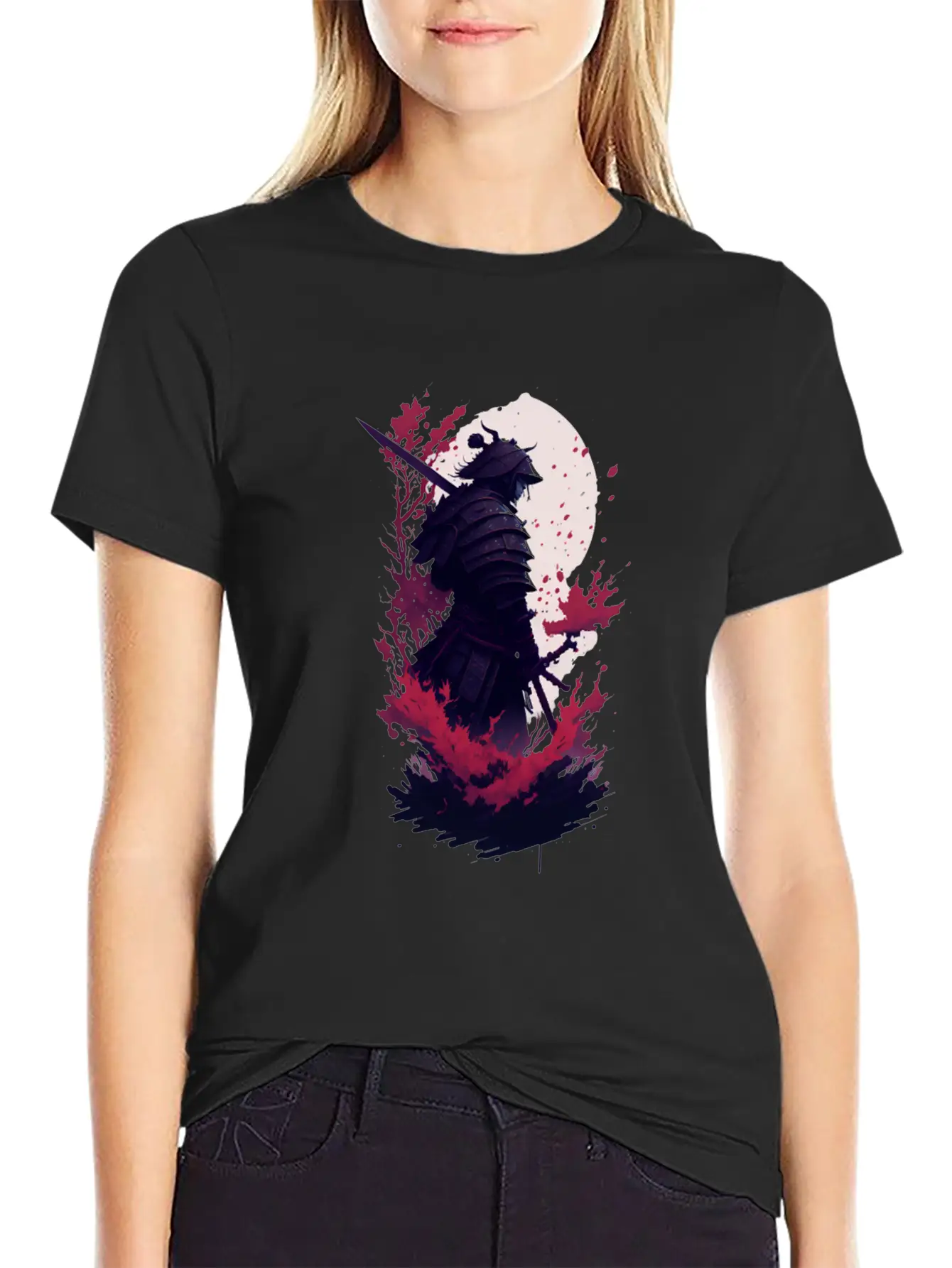 Shadow Samurai: Colorful Chaos Unleashed Lightweight Cotton T-Shirt – Daily Comfort Graphic Shirt