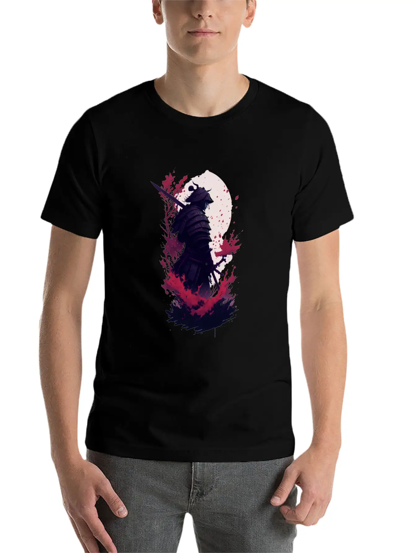 Shadow Samurai: Colorful Chaos Unleashed Lightweight Cotton T-Shirt – Daily Comfort Graphic Shirt