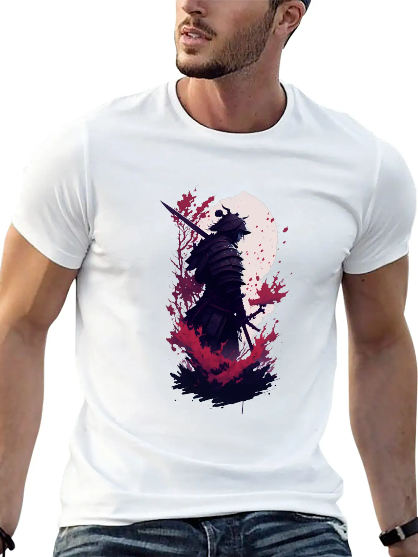 Shadow Samurai: Colorful Chaos Unleashed Lightweight Cotton T-Shirt – Daily Comfort Graphic Shirt