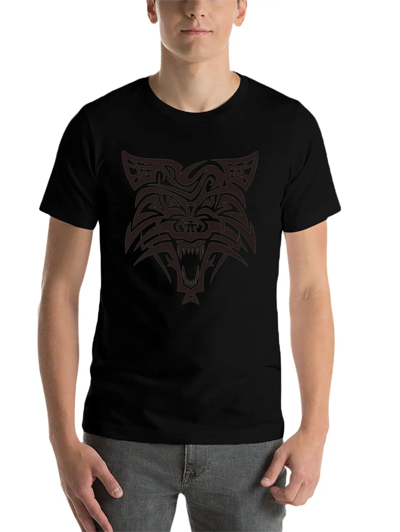 Shape Wolf Head Cool Tattoo Animal Vector Image Unisex Casual T-Shirt – Clean Design For Daily Comfort