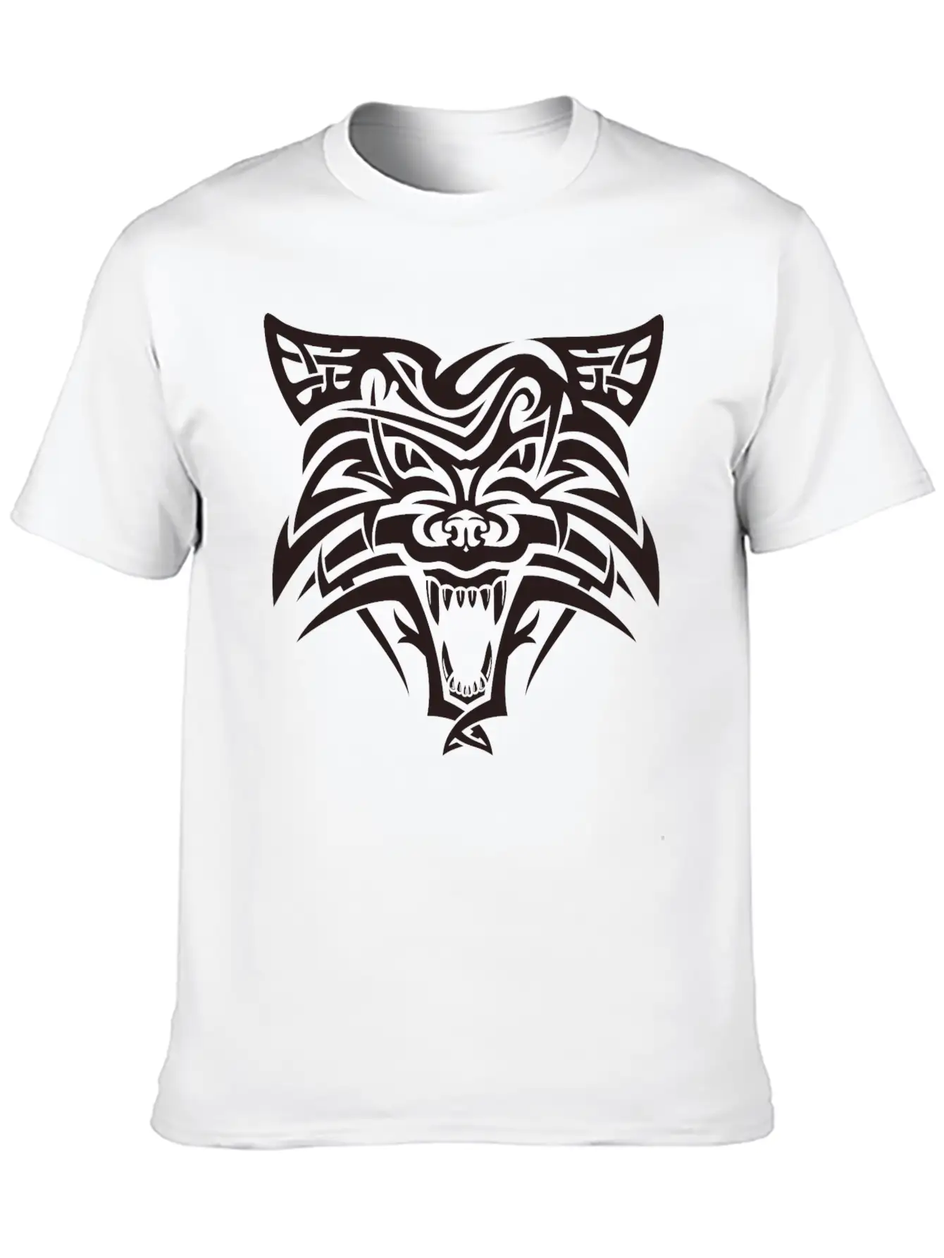 Shape Wolf Head Cool Tattoo Animal Vector Image Unisex Casual T-Shirt – Clean Design For Daily Comfort