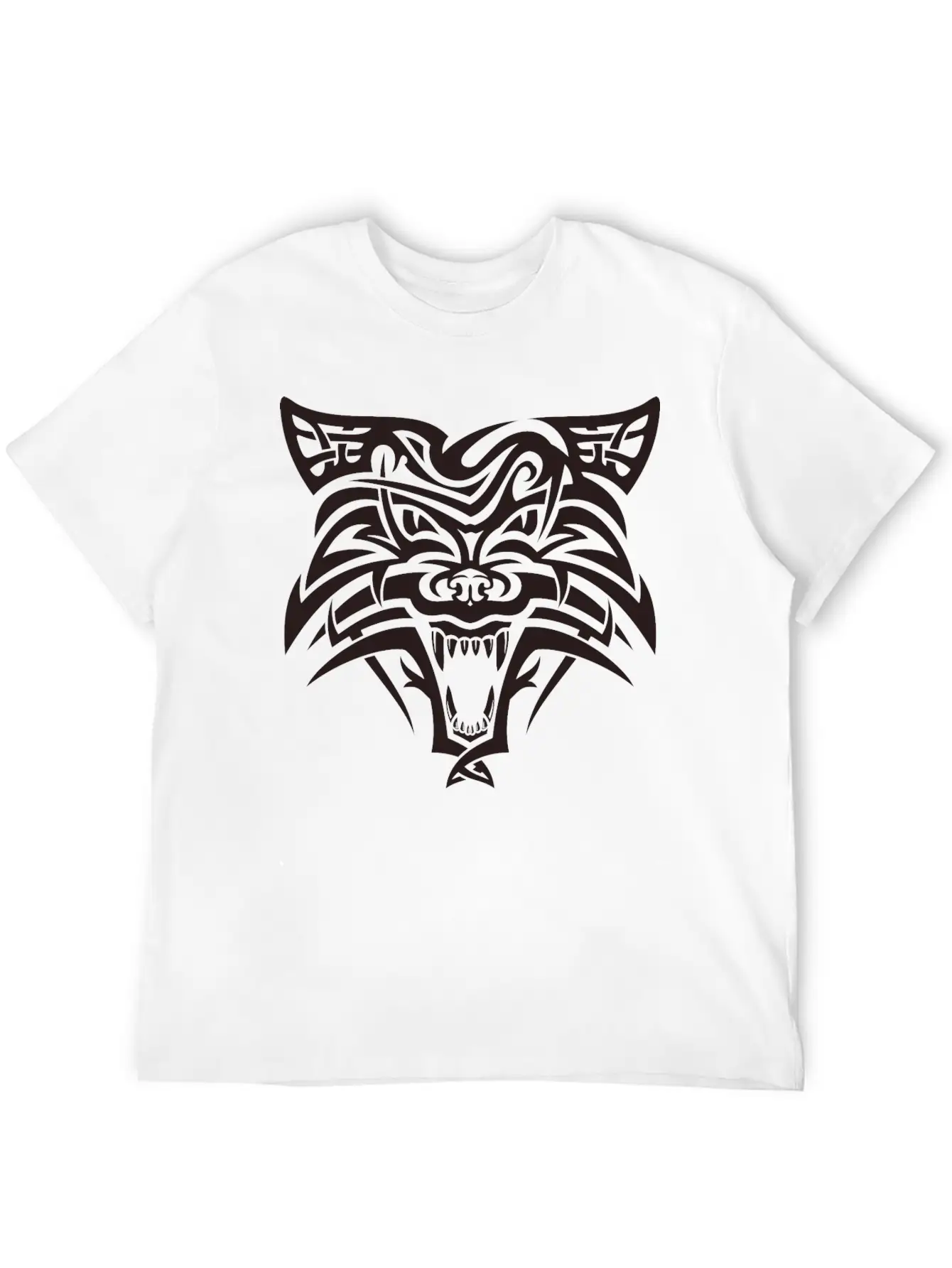 Shape Wolf Head Cool Tattoo Animal Vector Image Unisex Casual T-Shirt – Clean Design For Daily Comfort