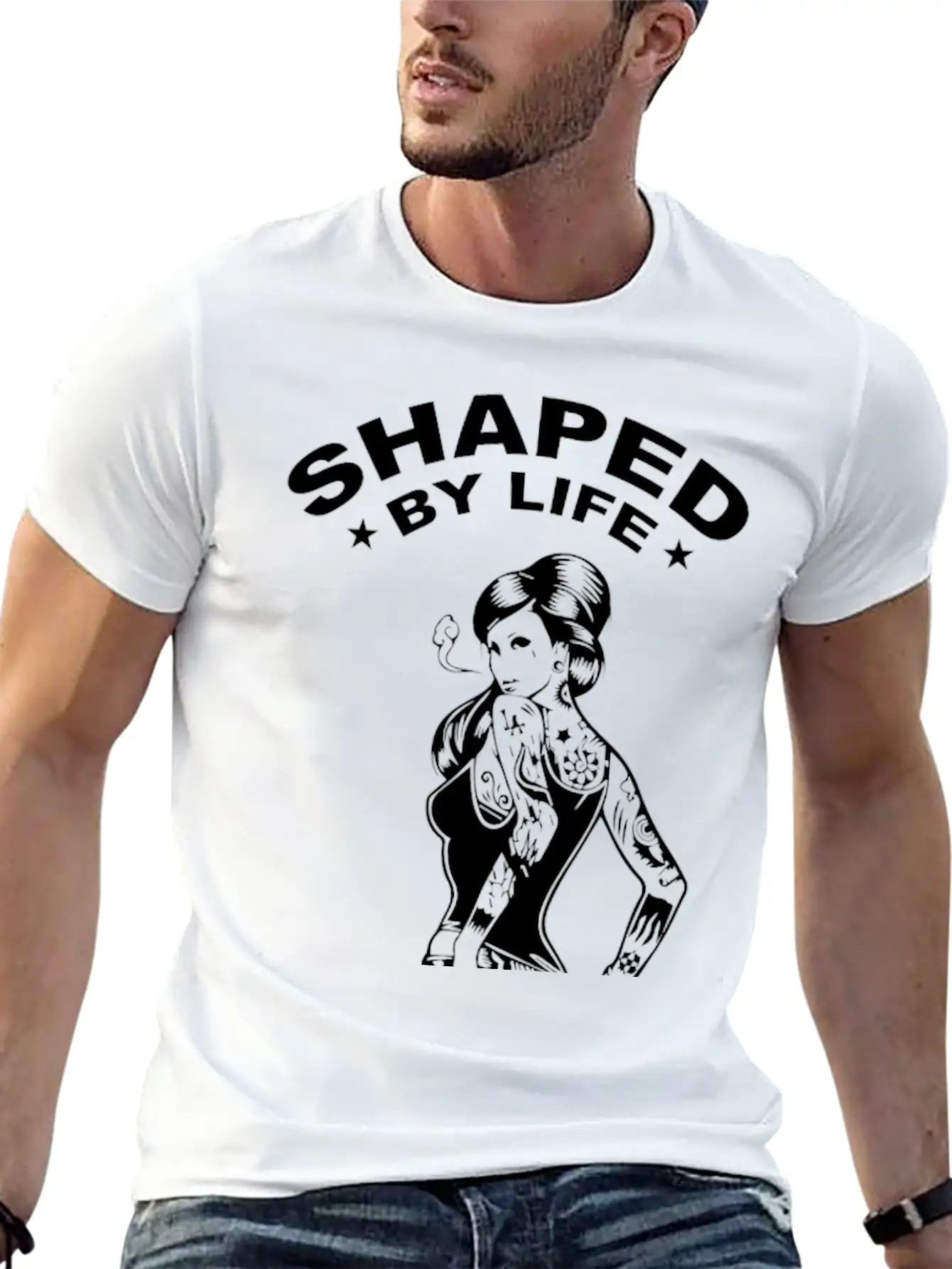 Shaped By Life, Finished With Ink Stylish Everyday T-Shirt – Unisex Basic Cotton Tee
