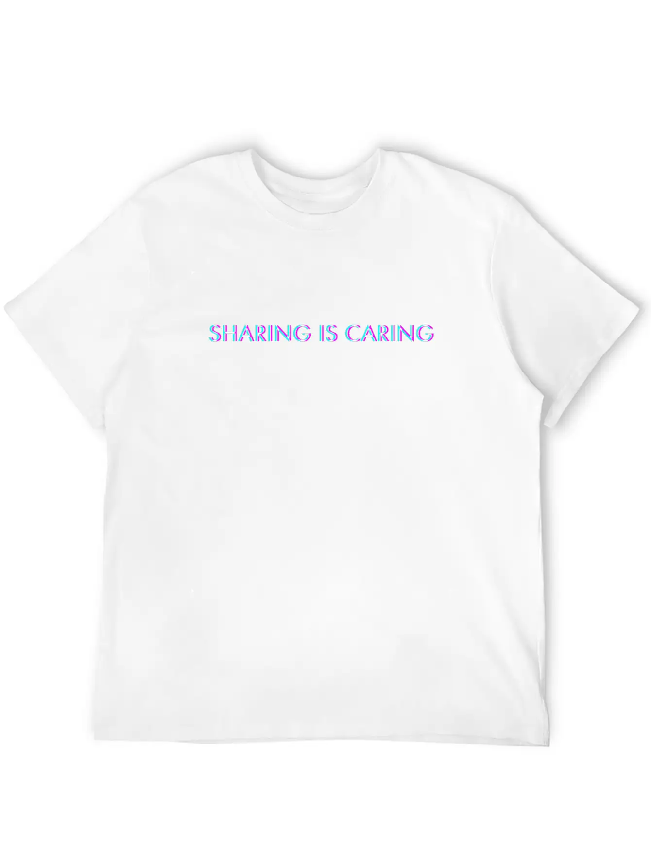Sharing Is Caring Anaglyph Glitch Art Vaporwave Gi Unisex Casual T-Shirt – Clean Design For Daily Comfort