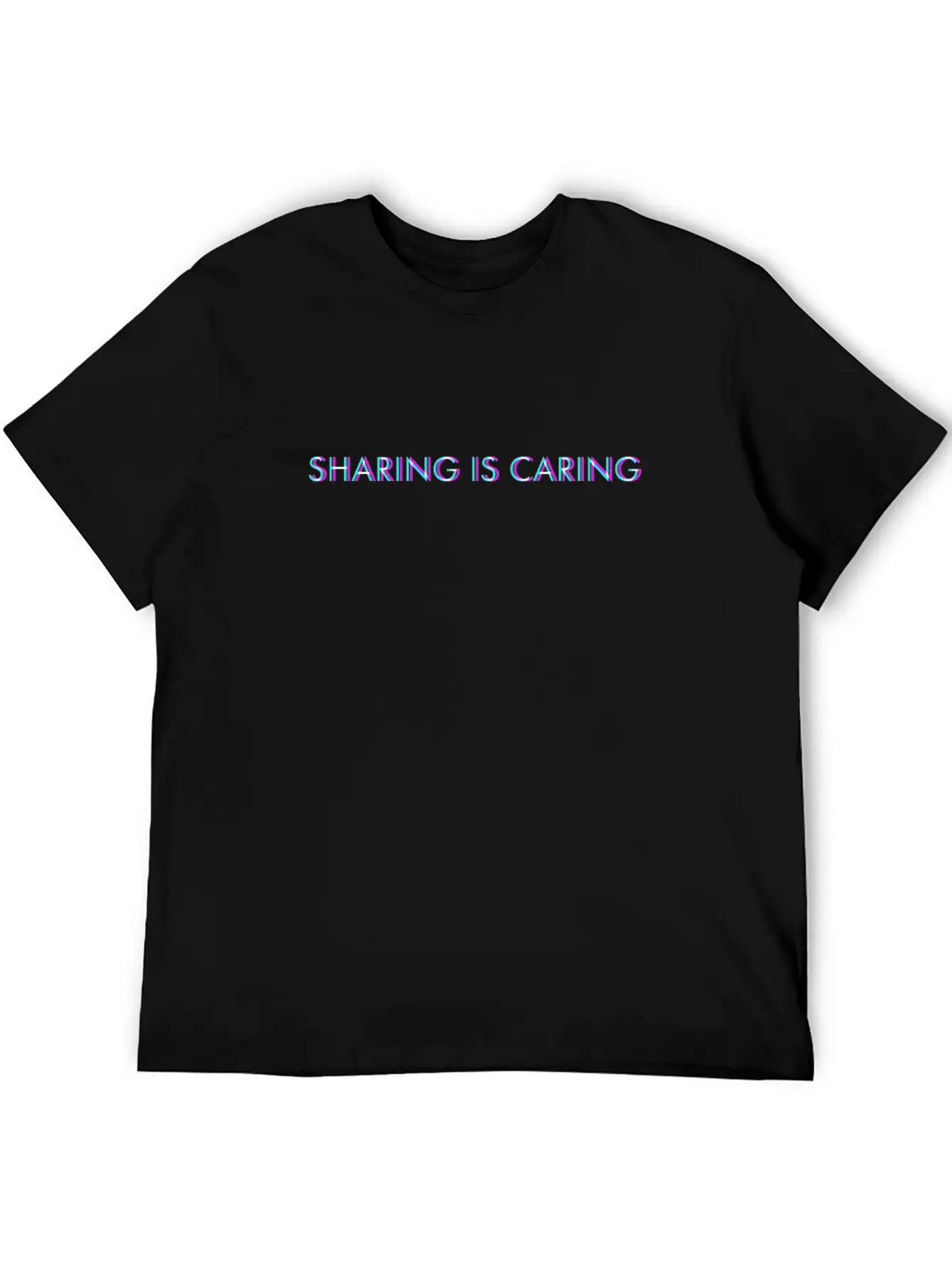 Sharing Is Caring Anaglyph Glitch Art Vaporwave Gi Unisex Casual T-Shirt – Clean Design For Daily Comfort