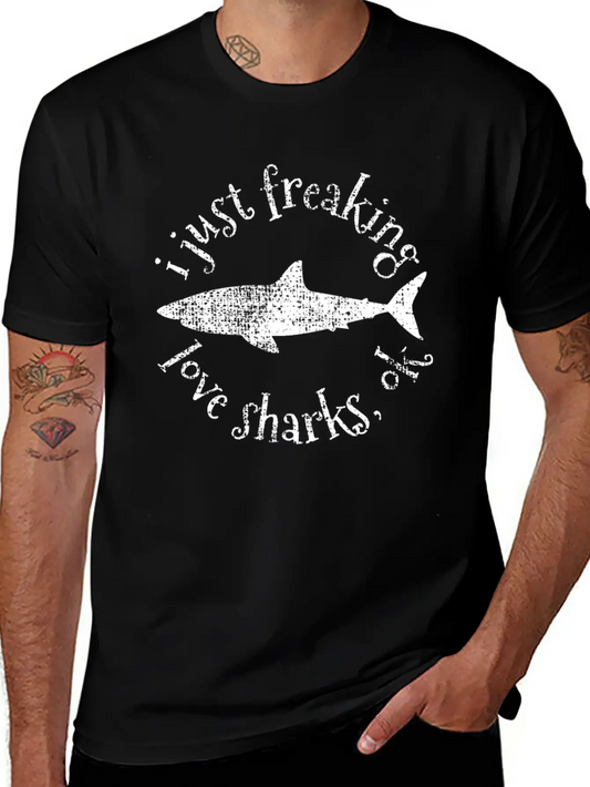 Shark Shark Shark Lightweight Cotton T-Shirt – Daily Comfort Graphic Shirt