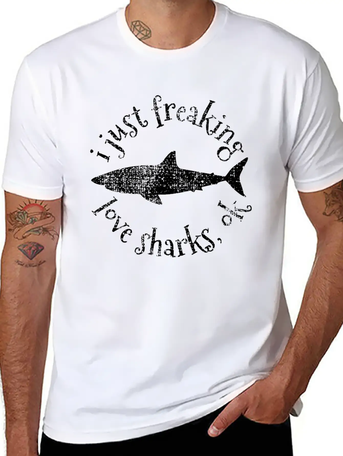 Shark Shark Shark Lightweight Cotton T-Shirt – Daily Comfort Graphic Shirt