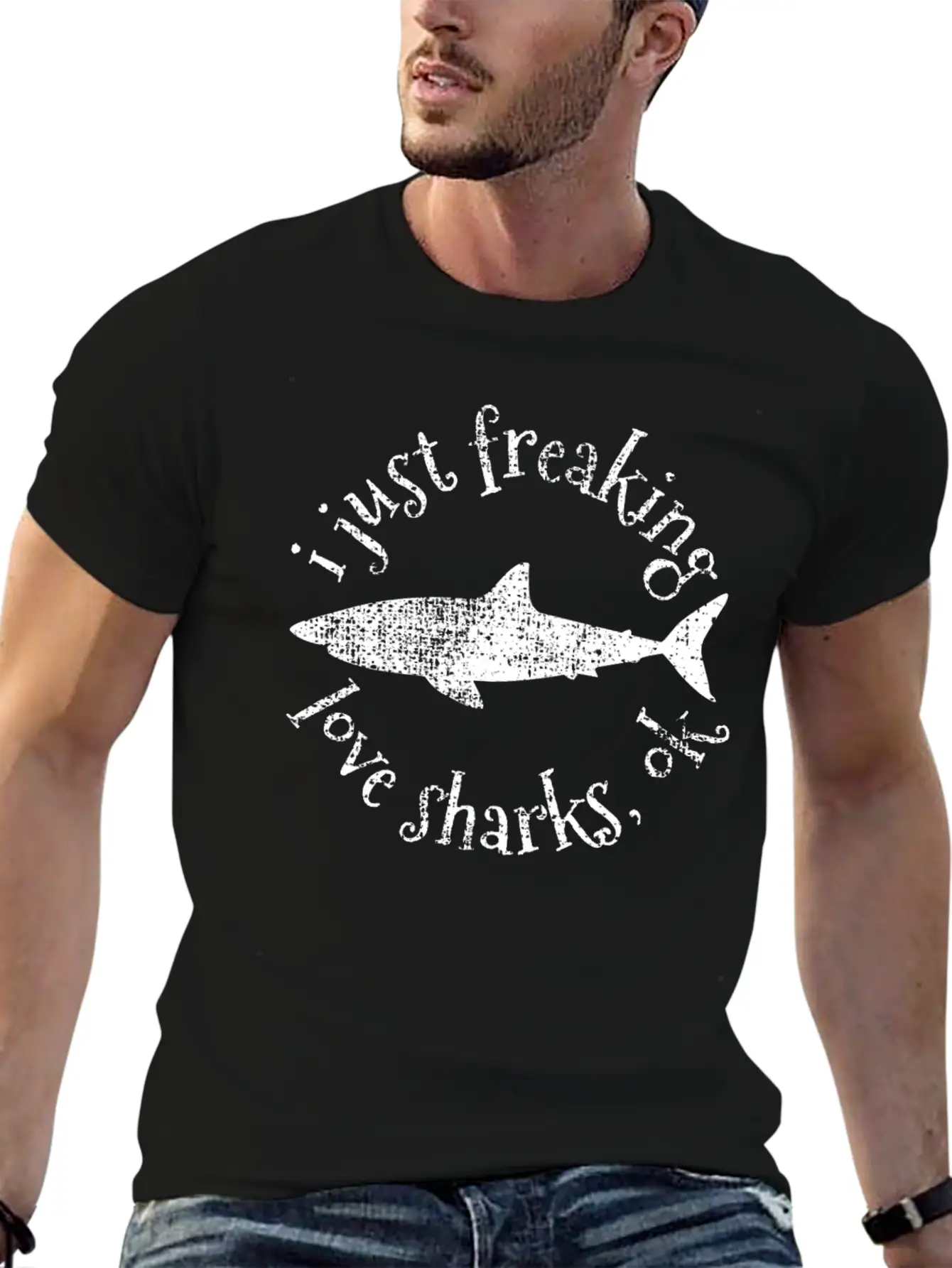 Shark Shark Shark Lightweight Cotton T-Shirt – Daily Comfort Graphic Shirt