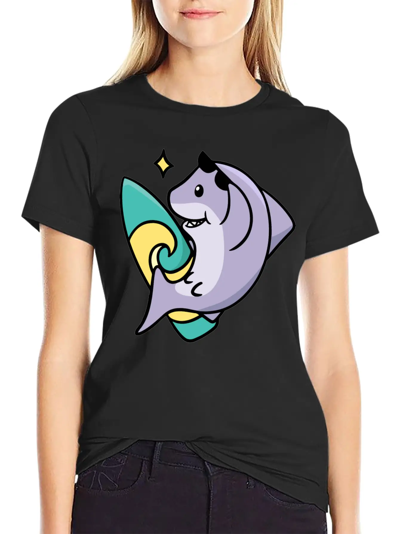 Shark Surf Surfing - Outdoor Activity Lightweight Cotton T-Shirt – Daily Comfort Graphic Shirt