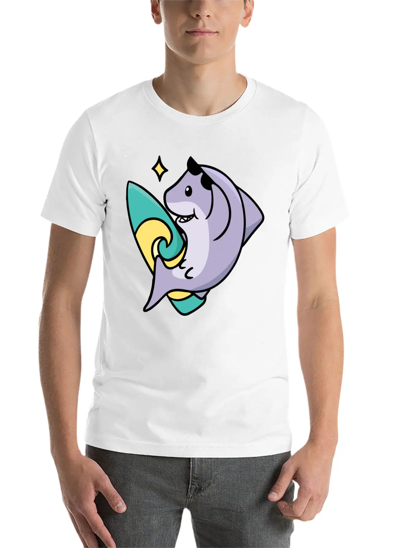 Shark Surf Surfing - Outdoor Activity Lightweight Cotton T-Shirt – Daily Comfort Graphic Shirt