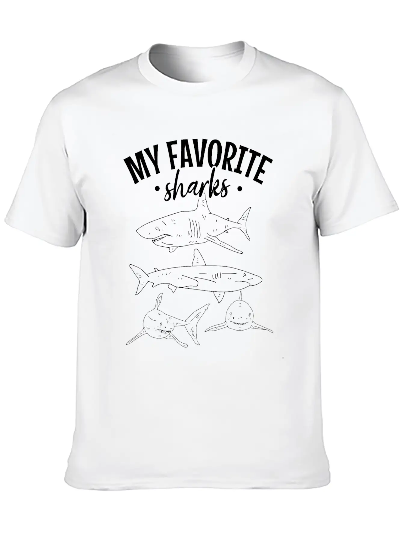Sharkfish Shark Lover My Favorite Sharks Great Lightweight Cotton T-Shirt – Daily Comfort Graphic Shirt