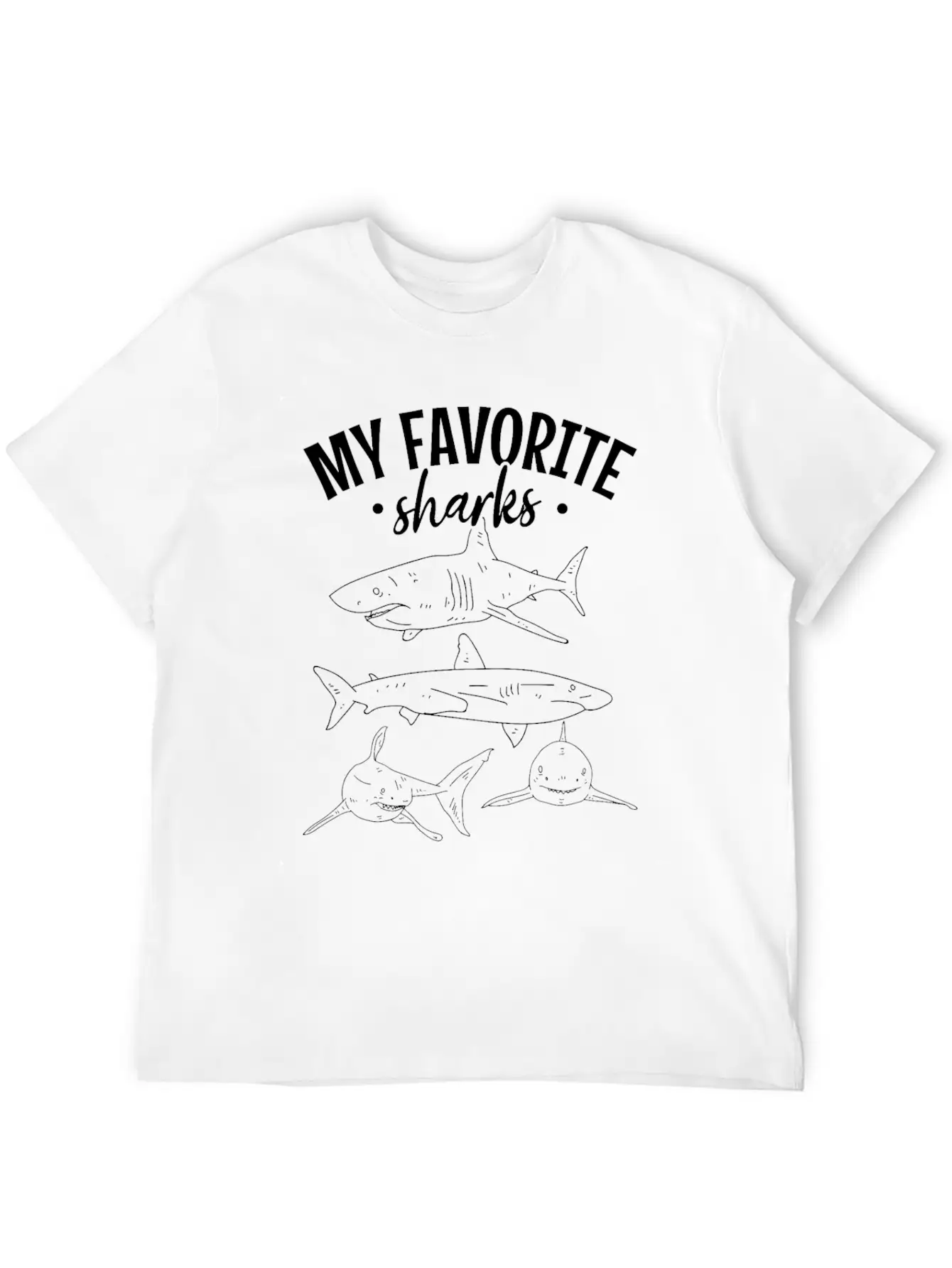 Sharkfish Shark Lover My Favorite Sharks Great Lightweight Cotton T-Shirt – Daily Comfort Graphic Shirt