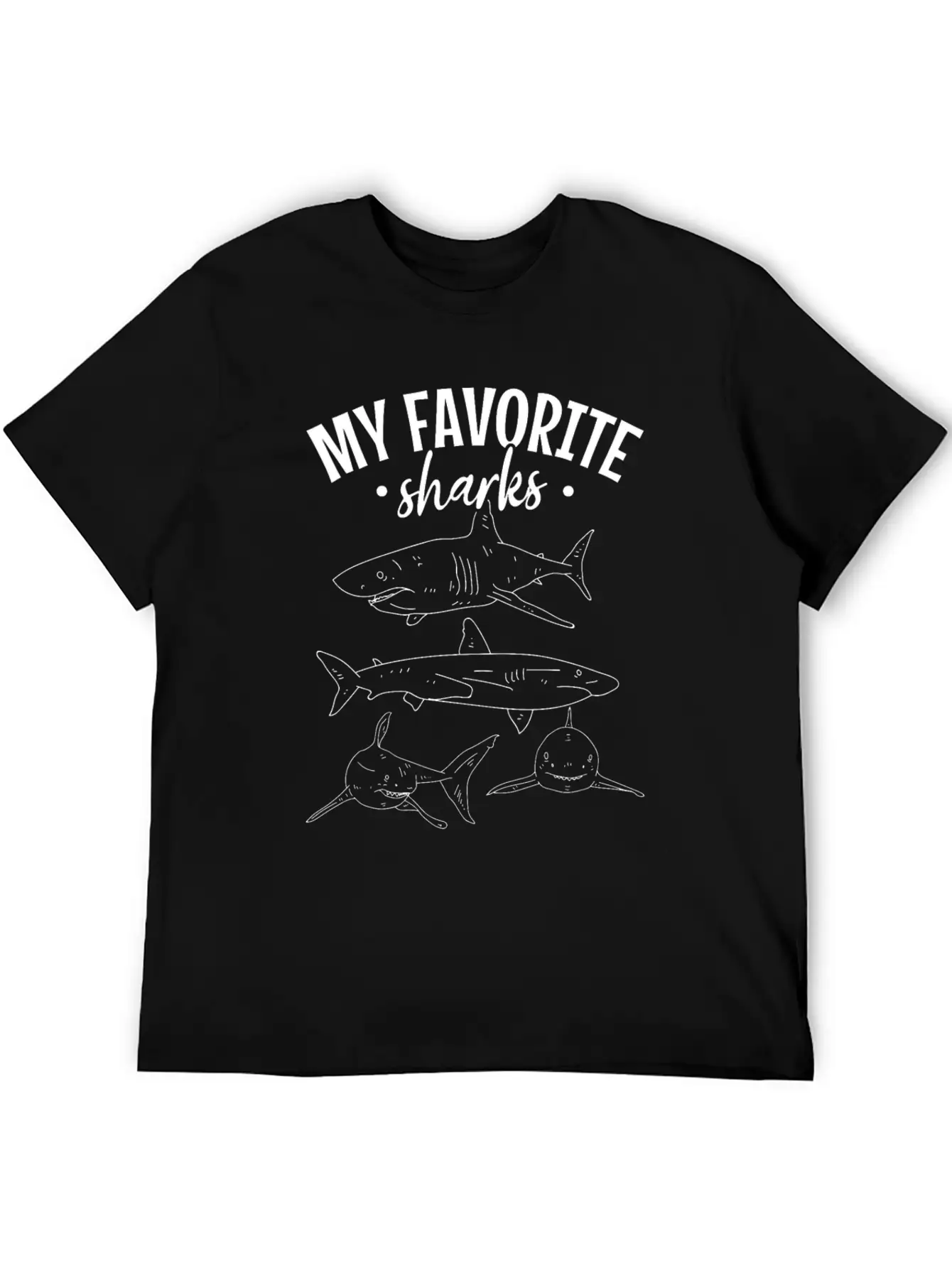 Sharkfish Shark Lover My Favorite Sharks Great Lightweight Cotton T-Shirt – Daily Comfort Graphic Shirt