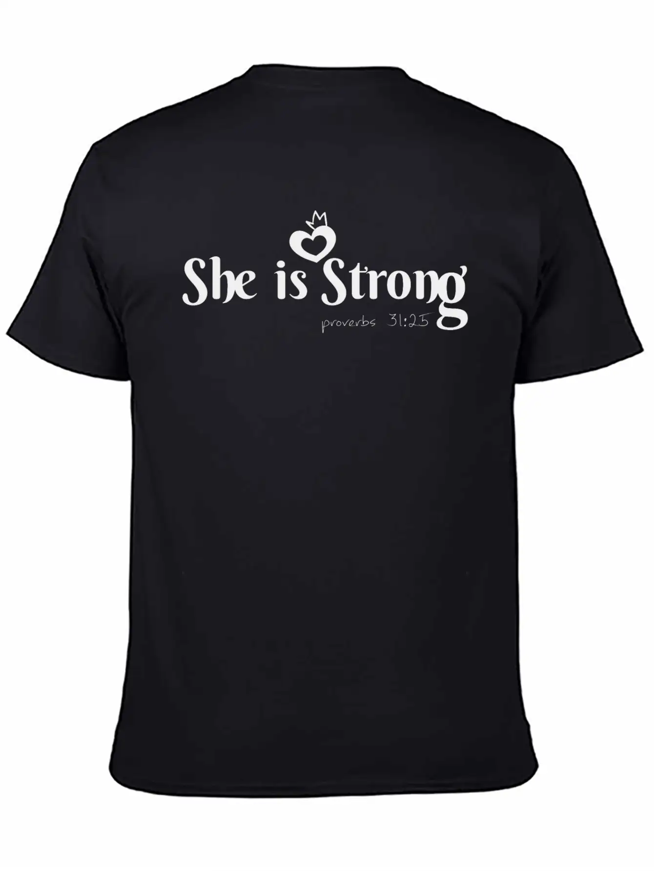 She Is Strong, Christian, Bible Verse Lightweight Cotton T-Shirt – Daily Comfort Graphic Shirt