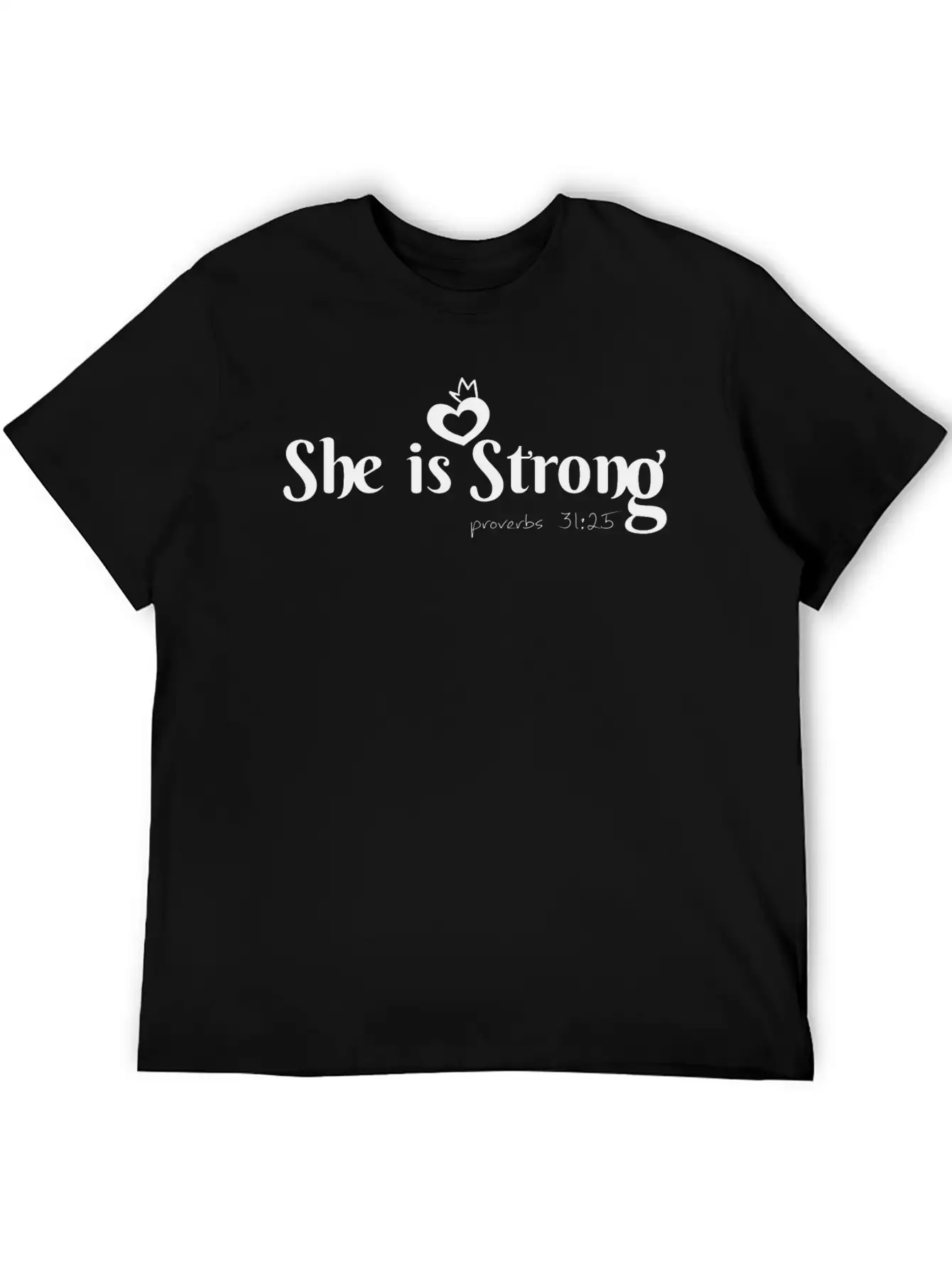 She Is Strong, Christian, Bible Verse Lightweight Cotton T-Shirt – Daily Comfort Graphic Shirt